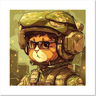 cute nerd solider cat Posters and Art